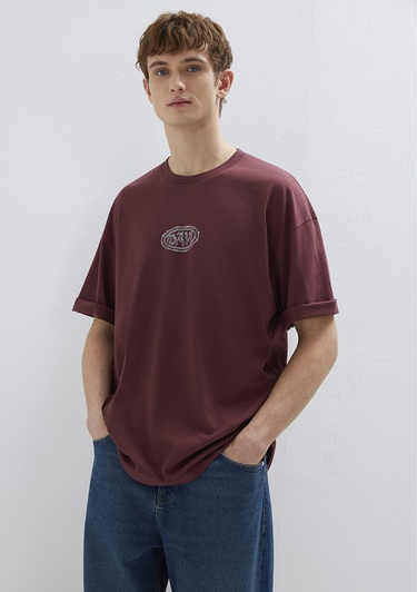  Mavi Mavi Baskılı Bordo Tişört Oversize / Geniş Kesim 0613211-70396