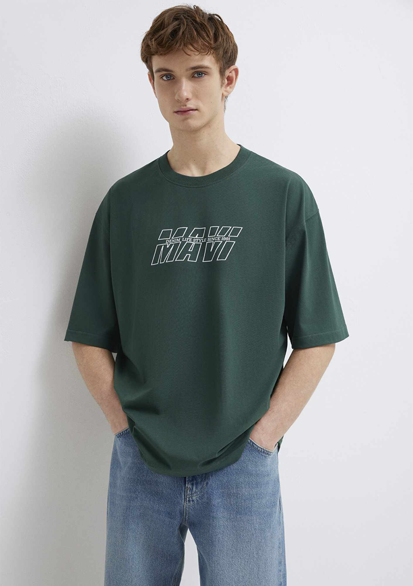 Mavi Mavi Logo Baskılı Yeşil Tişört Oversize / Geniş Kesim 0611827-71601