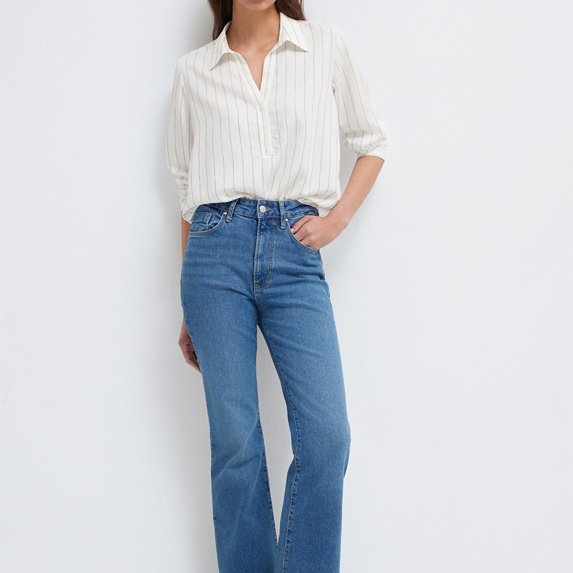 Mavi Çizgili Bluz 1211427-83485