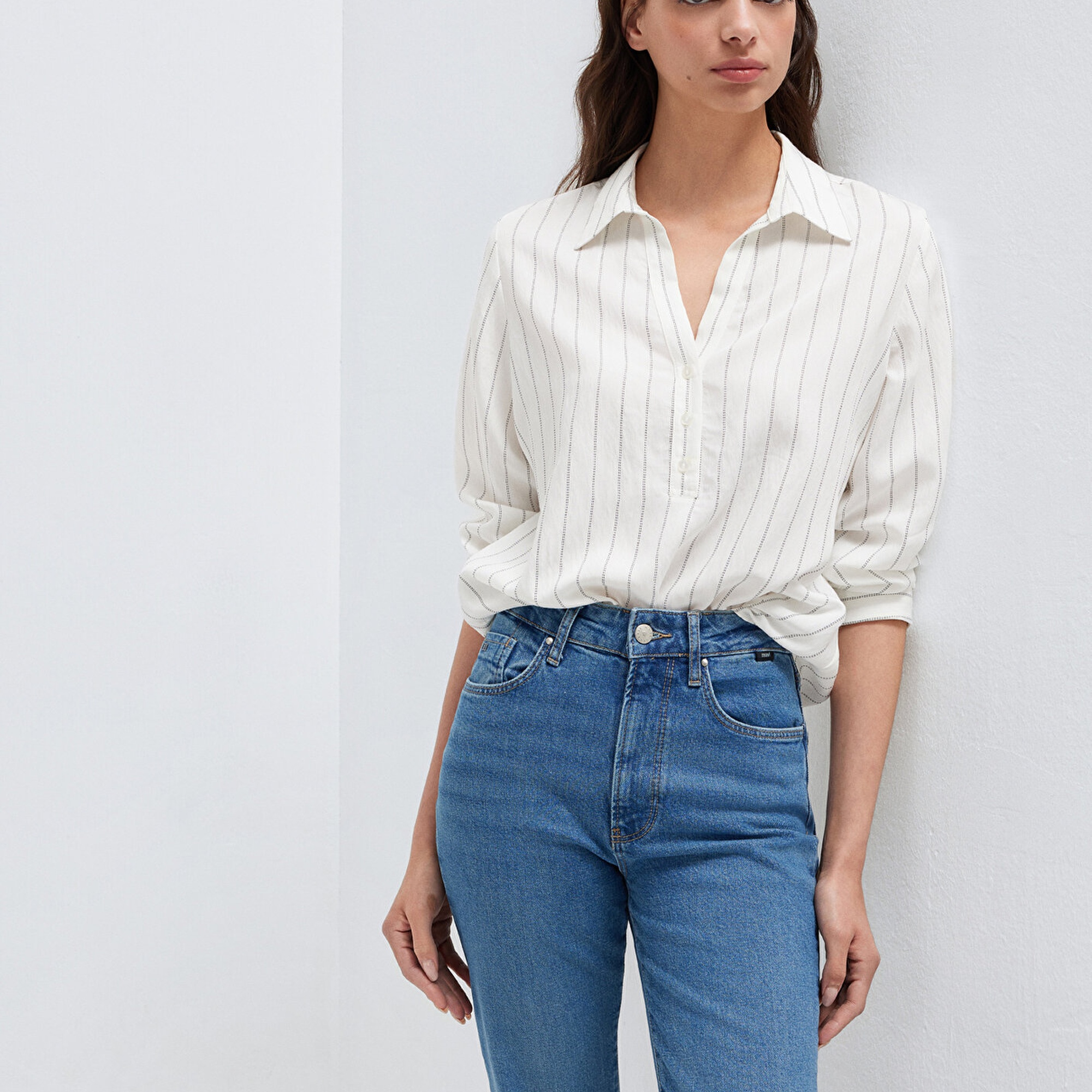 Mavi Çizgili Bluz 1211427-83485