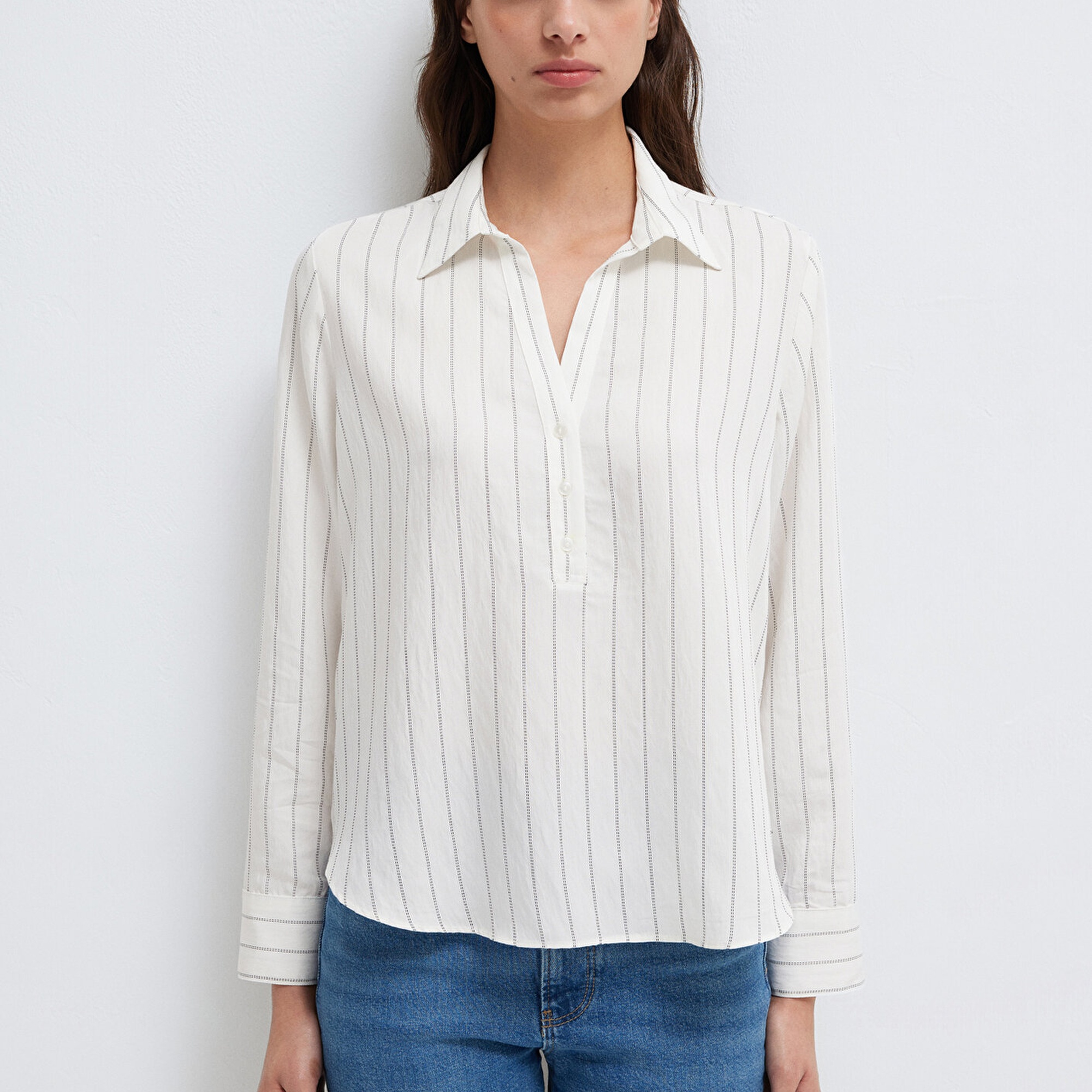 Mavi Çizgili Bluz 1211427-83485