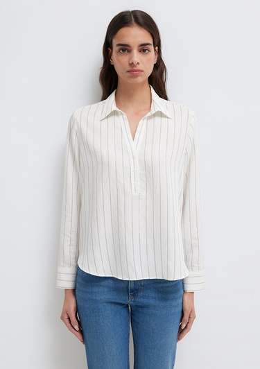  Mavi Çizgili Bluz 1211427-83485