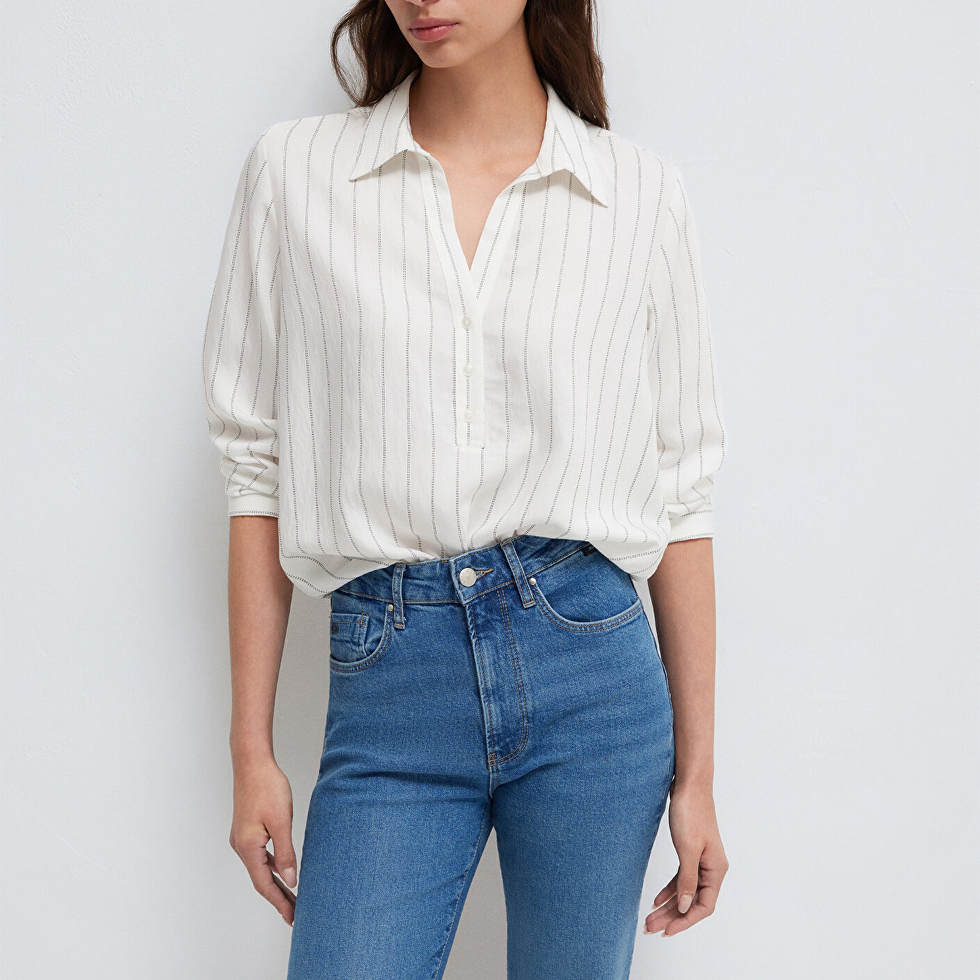 Mavi Çizgili Bluz 1211427-83485