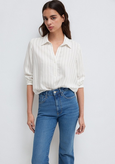  Mavi Çizgili Bluz 1211427-83485