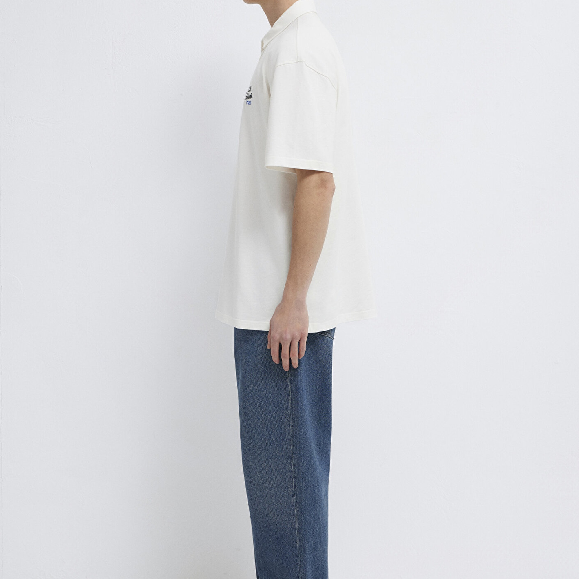 Mavi Mavi Logo Ekru Polo Tişört Loose Fit / Bol Rahat Kesim 0613180-70057