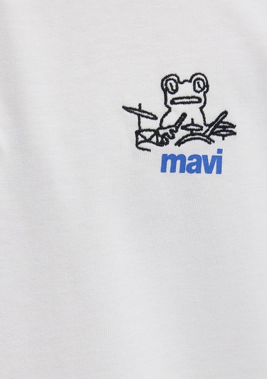  Mavi Mavi Logo Ekru Polo Tişört Loose Fit / Bol Rahat Kesim 0613180-70057