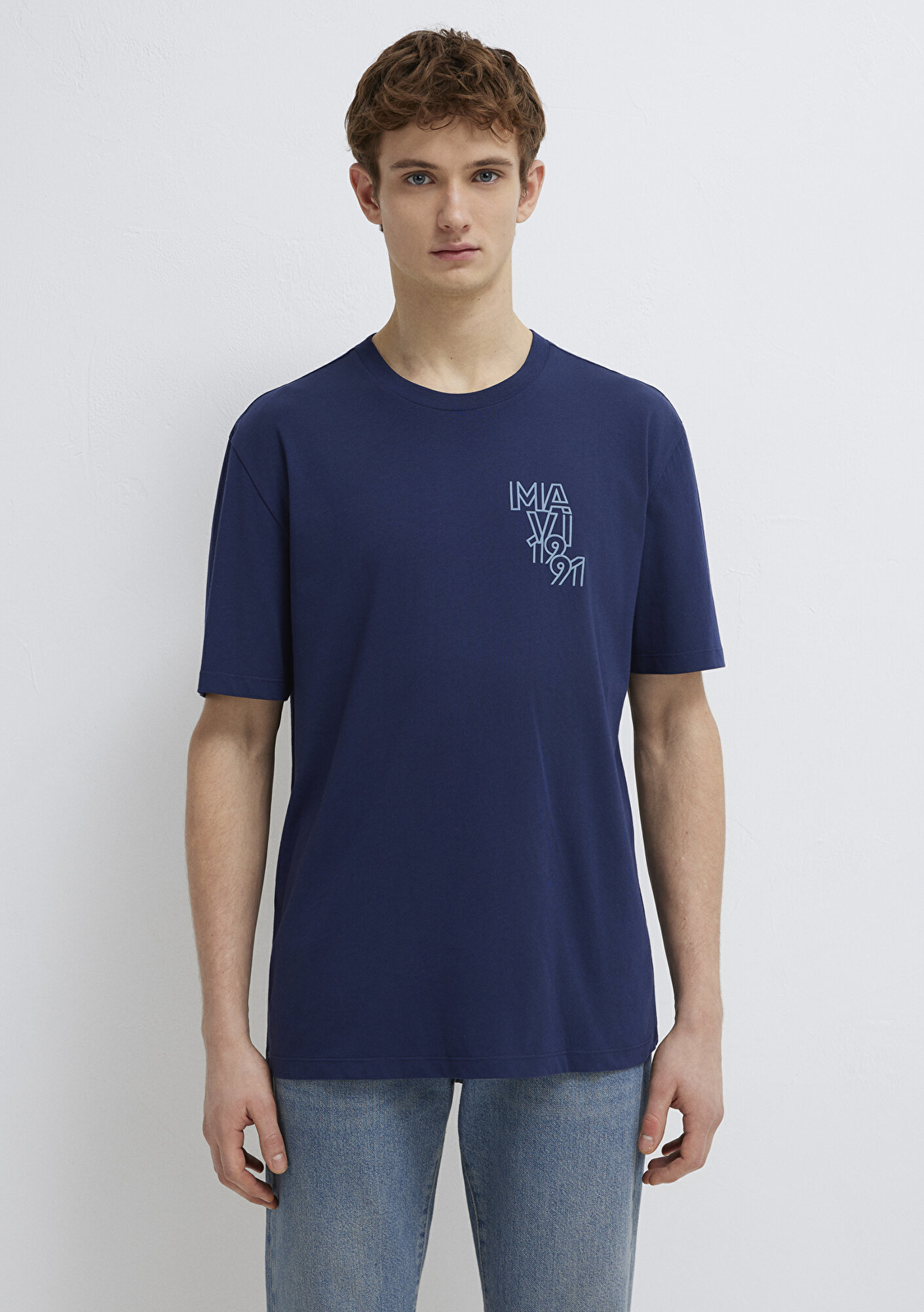  Mavi Mavi 1991 Baskılı Lacivert Tişört Loose Fit / Bol Rahat Kesim 0613147-70492