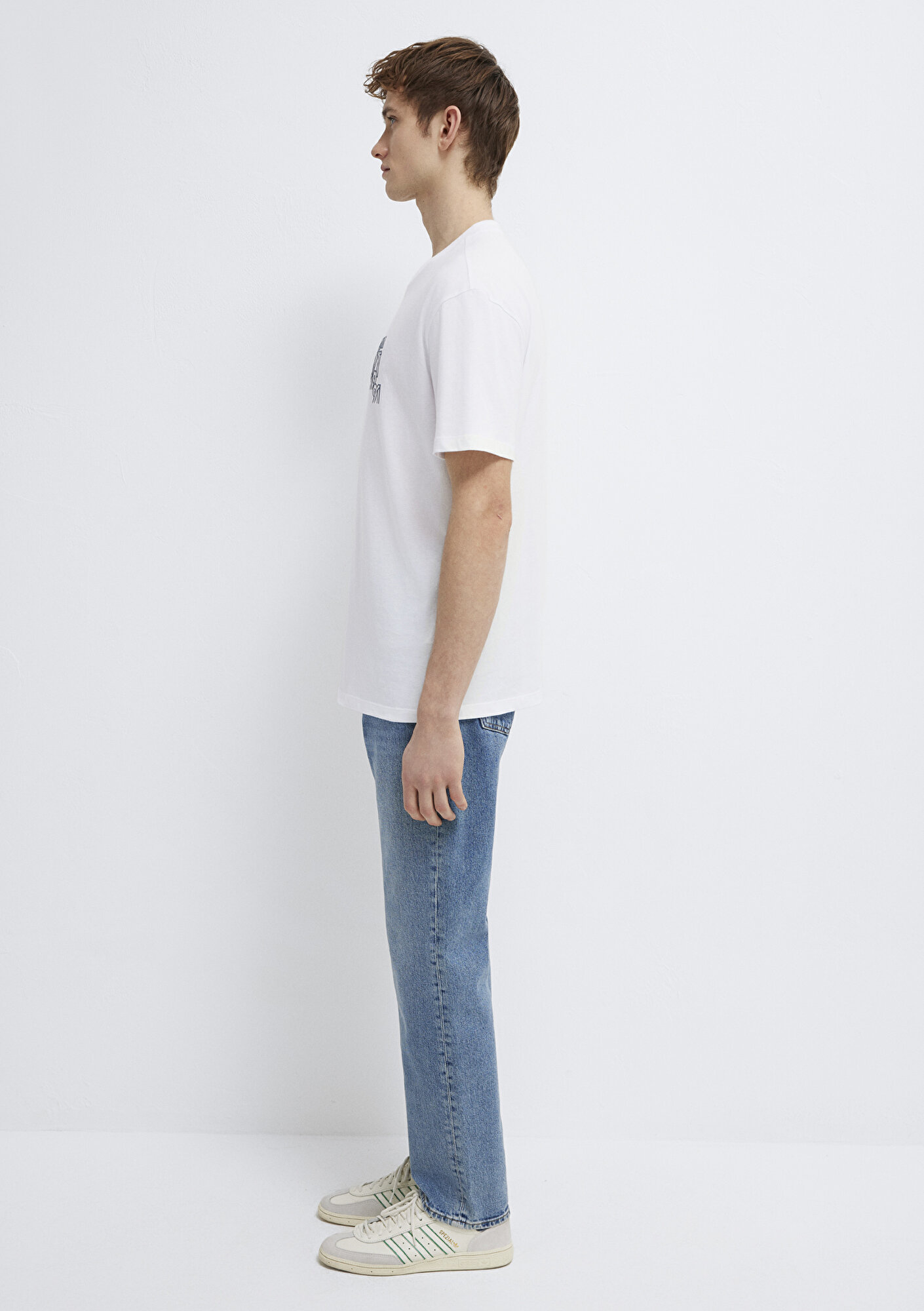  Mavi Mavi 1991 Baskılı Beyaz Tişört Loose Fit / Bol Rahat Kesim 0613147-620