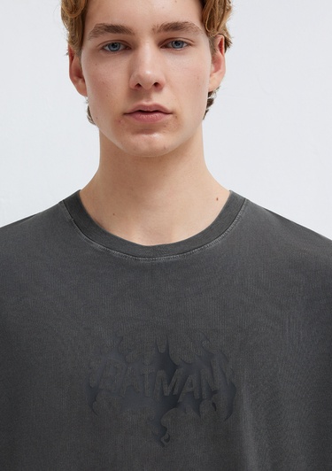  Mavi Batman Baskılı Siyah Tişört Relaxed Fit / Rahat Kesim 0613203-900