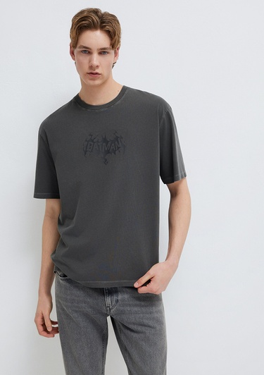  Mavi Batman Baskılı Siyah Tişört Relaxed Fit / Rahat Kesim 0613203-900