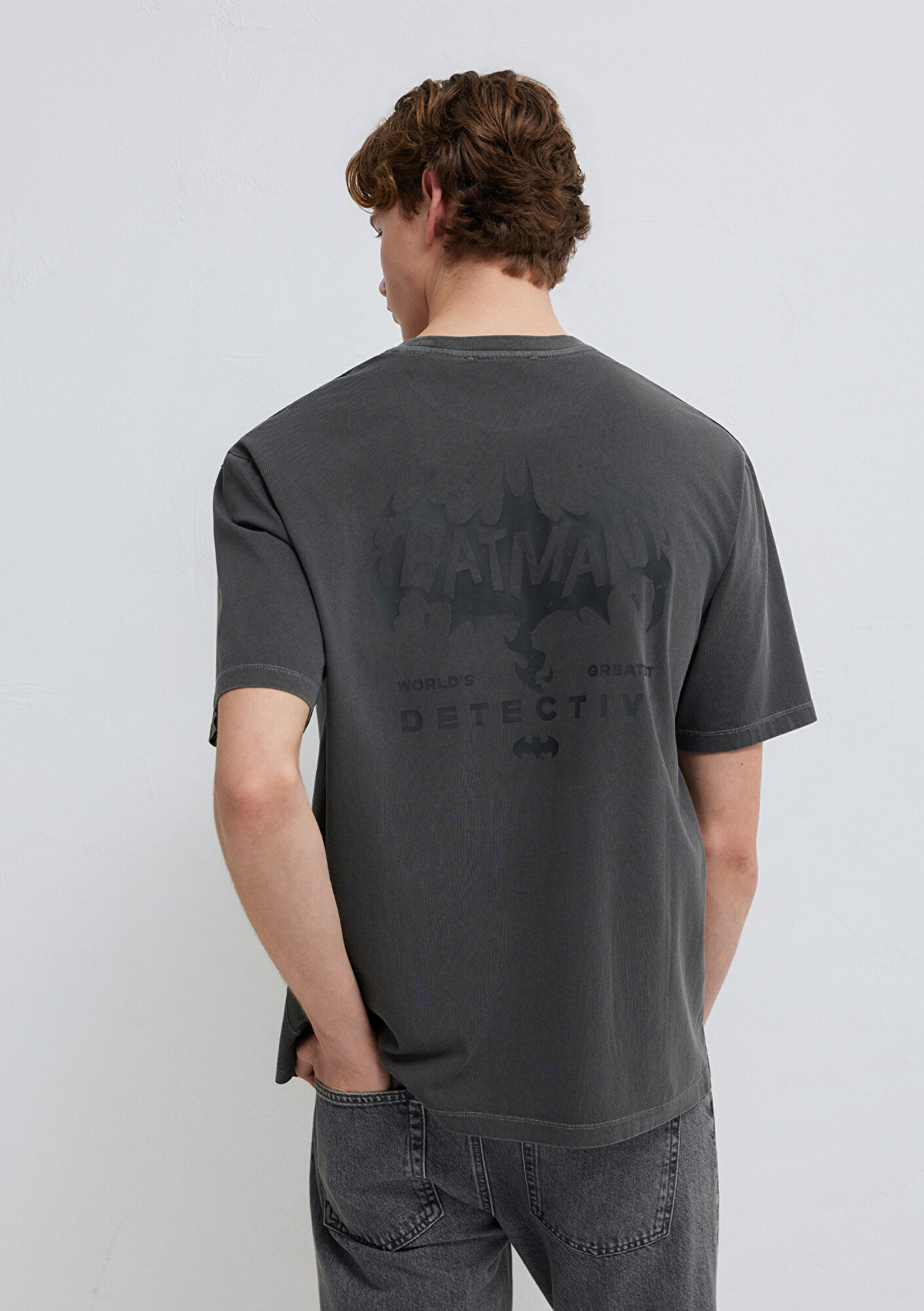  Mavi Batman Baskılı Siyah Tişört Relaxed Fit / Rahat Kesim 0613203-900