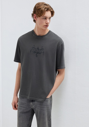  Mavi Batman Baskılı Siyah Tişört Relaxed Fit / Rahat Kesim 0613203-900