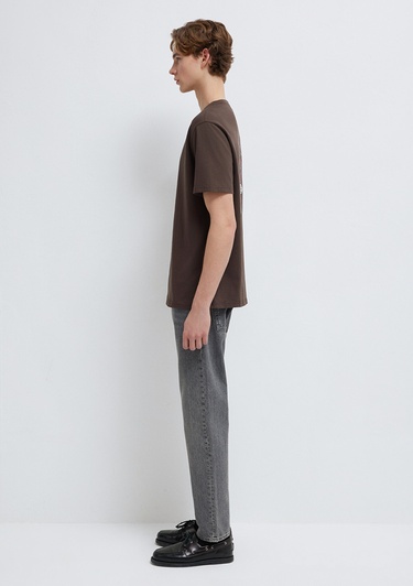  Mavi Rick and Morty Baskılı Kahverengi Tişört Loose Fit / Bol Rahat Kesim 0613205-70251