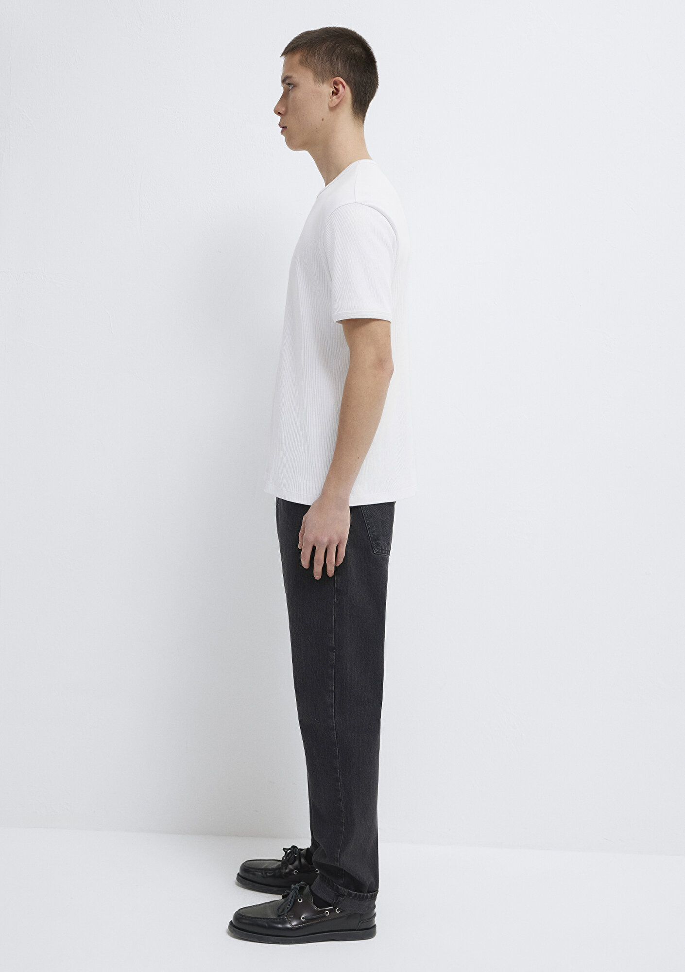 Mavi Beyaz Basic Tişört Fitted / Vücuda Oturan Kesim 0613176-620