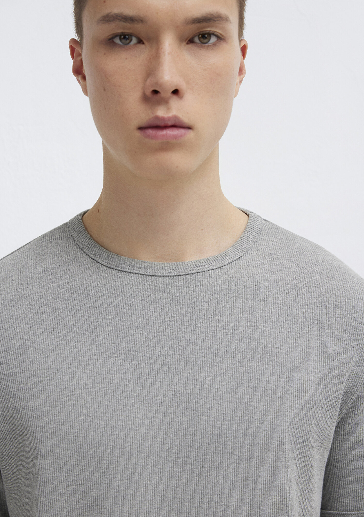 Mavi Gri Basic Tişört Fitted / Vücuda Oturan Kesim 0613176-80018