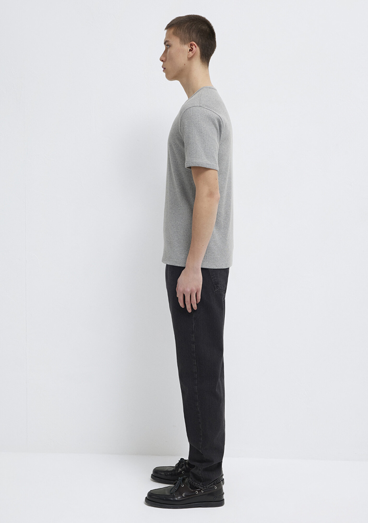 Mavi Gri Basic Tişört Fitted / Vücuda Oturan Kesim 0613176-80018