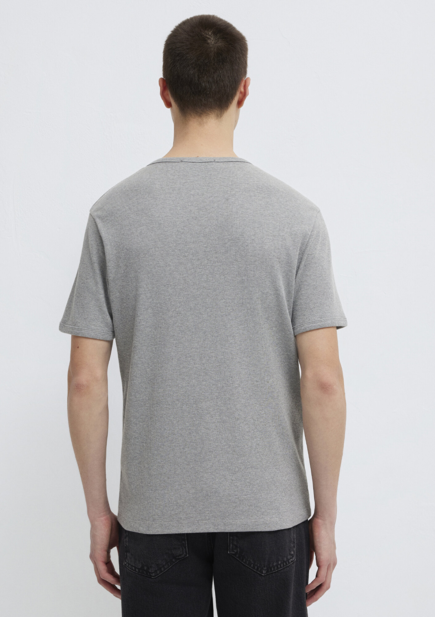 Mavi Gri Basic Tişört Fitted / Vücuda Oturan Kesim 0613176-80018