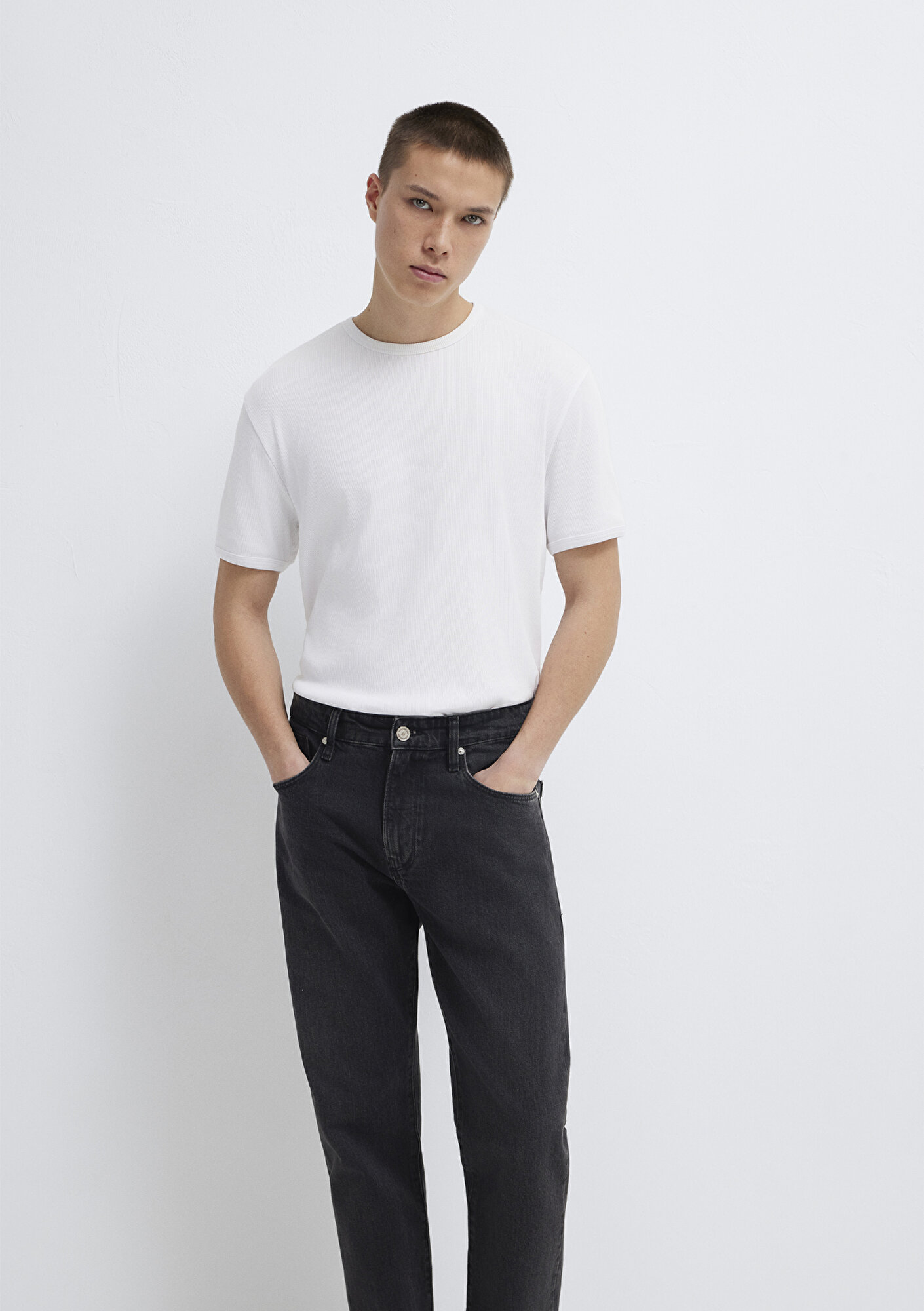  Mavi Beyaz Basic Tişört Fitted / Vücuda Oturan Kesim 0613176-620