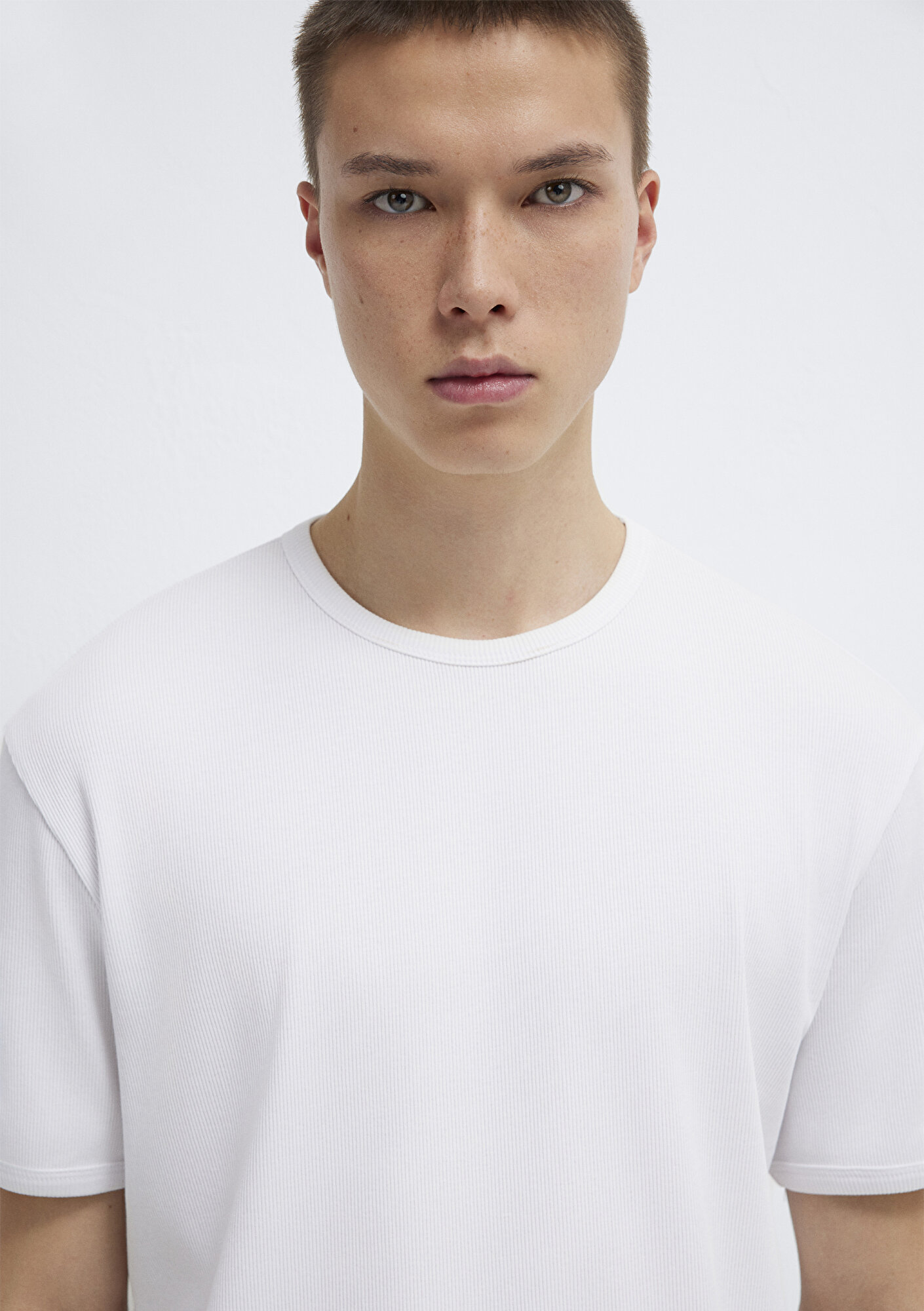  Mavi Beyaz Basic Tişört Fitted / Vücuda Oturan Kesim 0613176-620