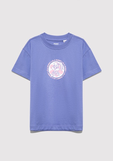  Mavi Lola Bunny Baskılı Mor Tişört Loose Fit / Bol Rahat Kesim 7610416-70662