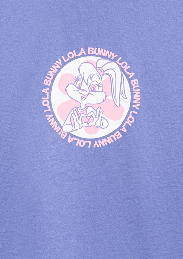  Mavi Lola Bunny Baskılı Mor Tişört Loose Fit / Bol Rahat Kesim 7610416-70662