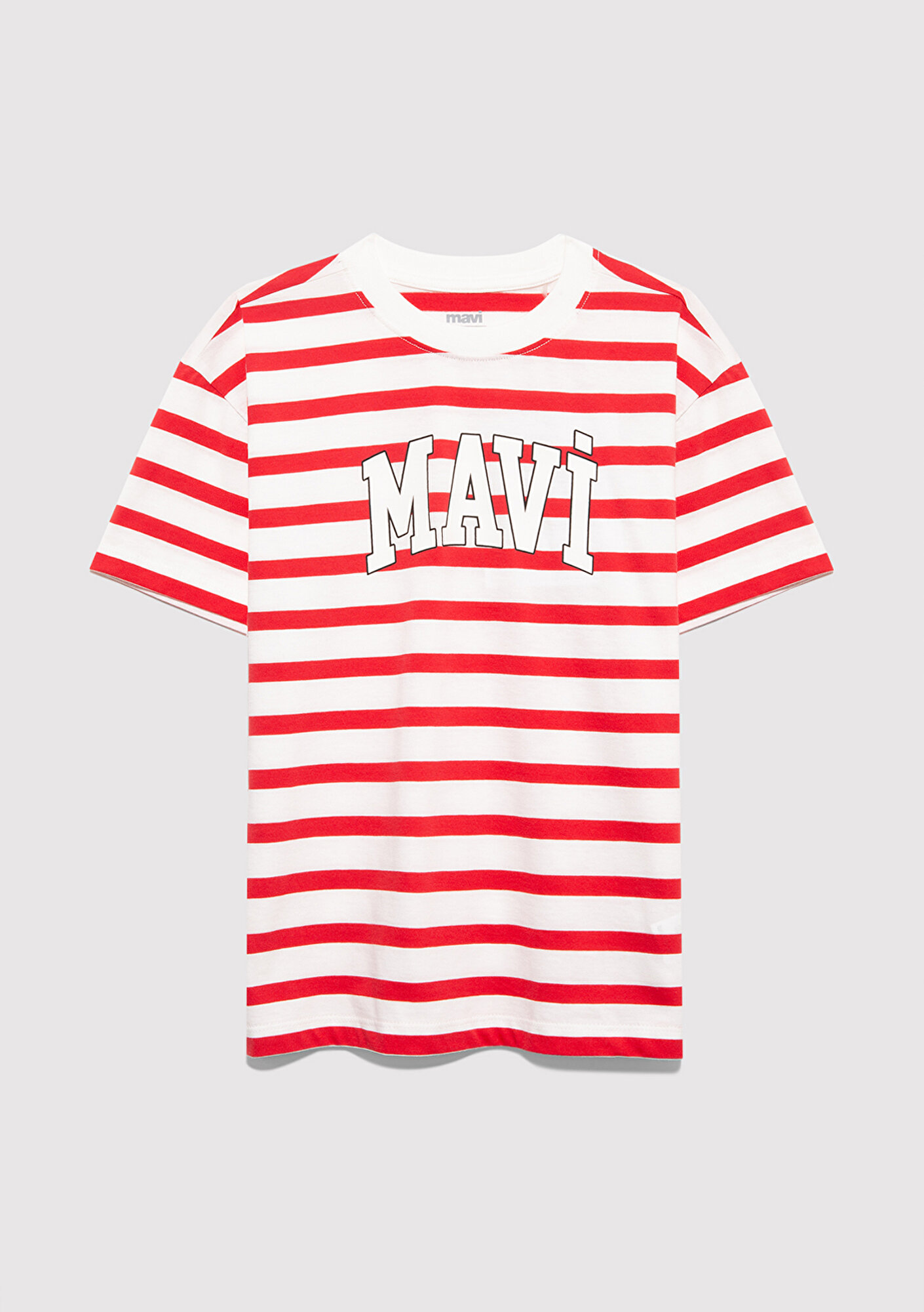  Mavi Mavi Baskılı Kırmızı Tişört Loose Fit / Bol Rahat Kesim 6610251-91366