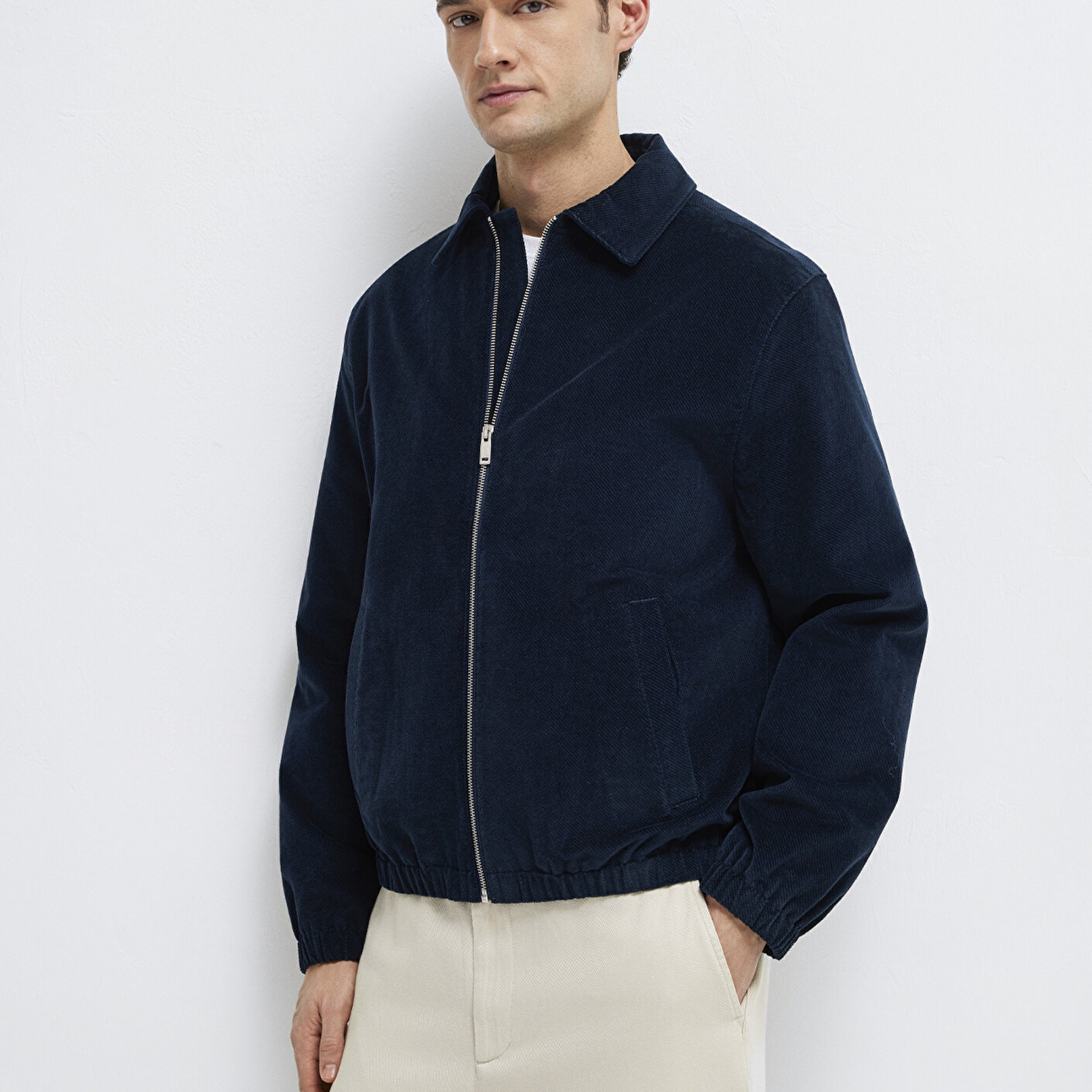 Mavi Lacivert Kadife Ceket Loose Fit / Bol Rahat Kesim 0110952-80872