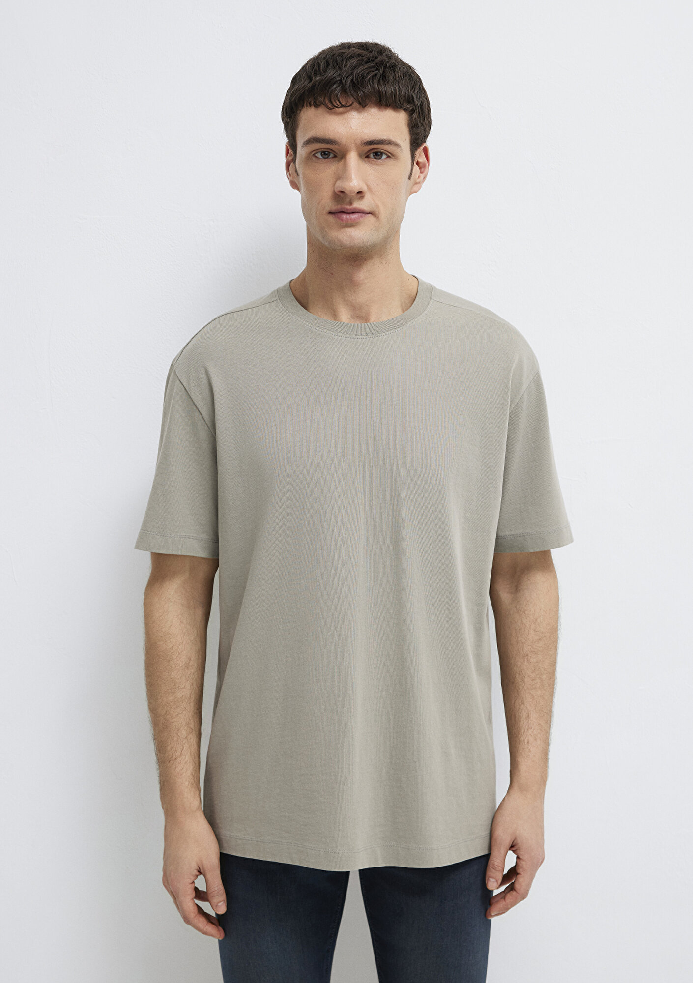 Mavi Kahverengi Basic Tişört Loose Fit / Bol Rahat Kesim 0613466-70352