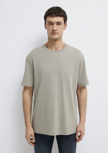  Mavi Kahverengi Basic Tişört Loose Fit / Bol Rahat Kesim 0613466-70352