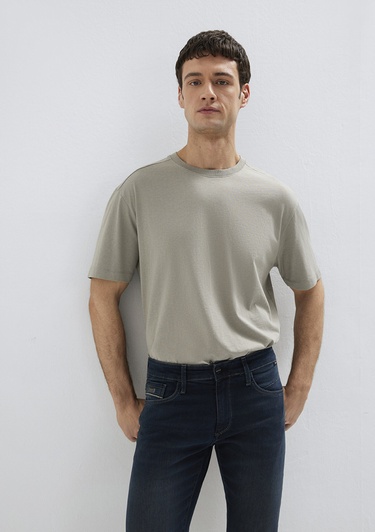  Mavi Kahverengi Basic Tişört Loose Fit / Bol Rahat Kesim 0613466-70352