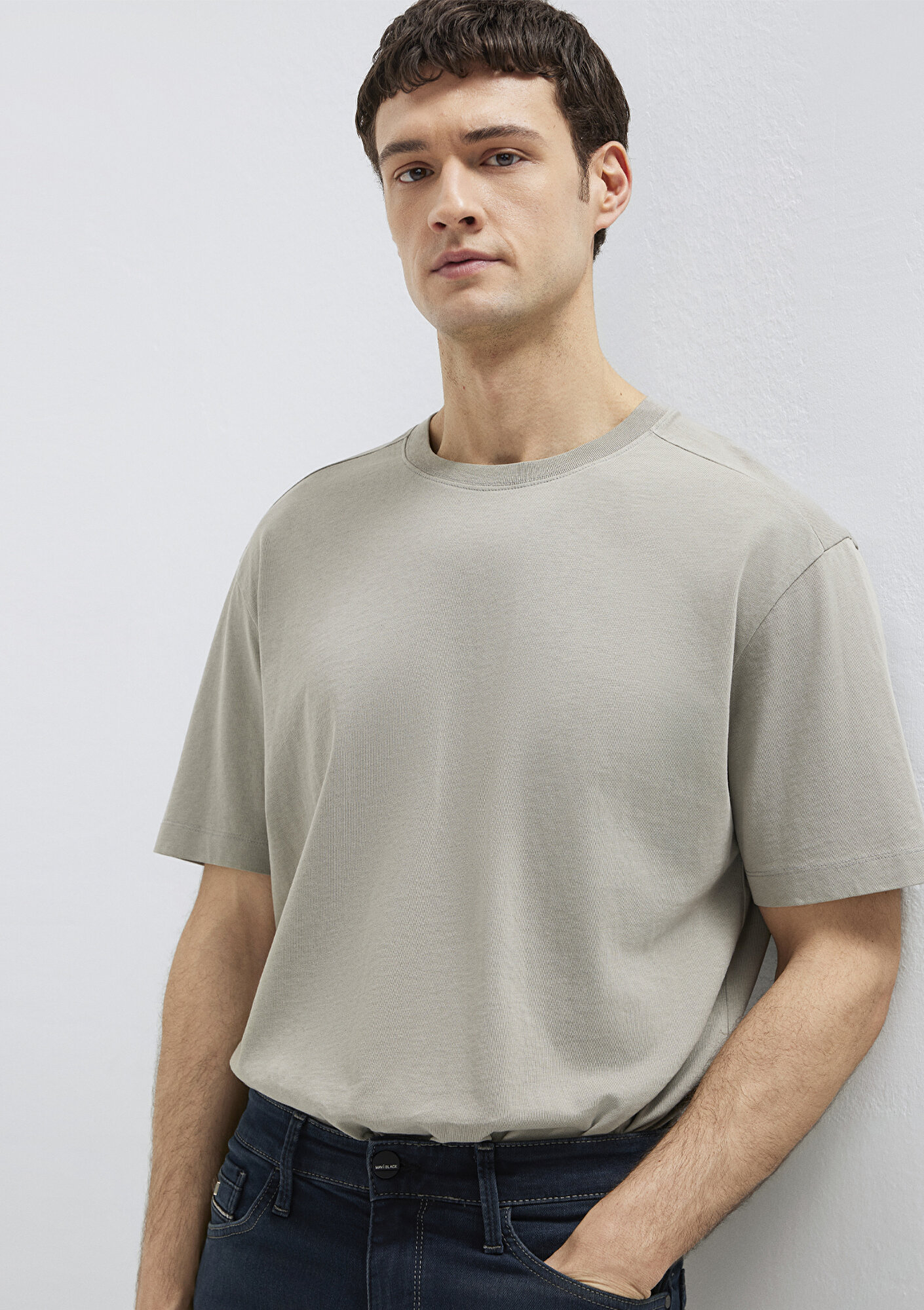 Mavi Kahverengi Basic Tişört Loose Fit / Bol Rahat Kesim 0613466-70352