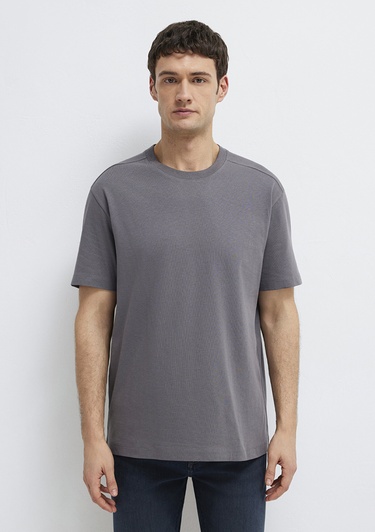  Mavi Antrasit Basic Tişört Loose Fit / Bol Rahat Kesim 0613466-90721