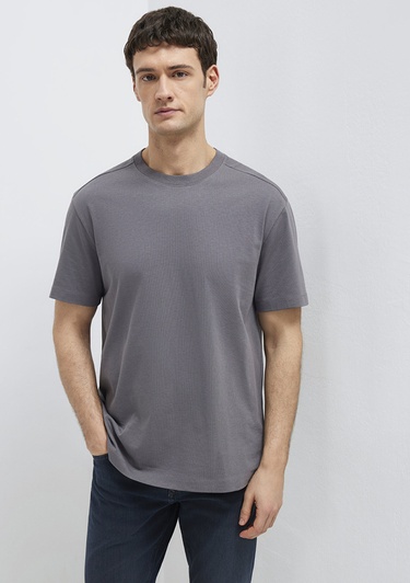  Mavi Antrasit Basic Tişört Loose Fit / Bol Rahat Kesim 0613466-90721