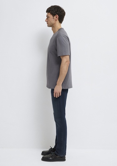  Mavi Antrasit Basic Tişört Loose Fit / Bol Rahat Kesim 0613466-90721