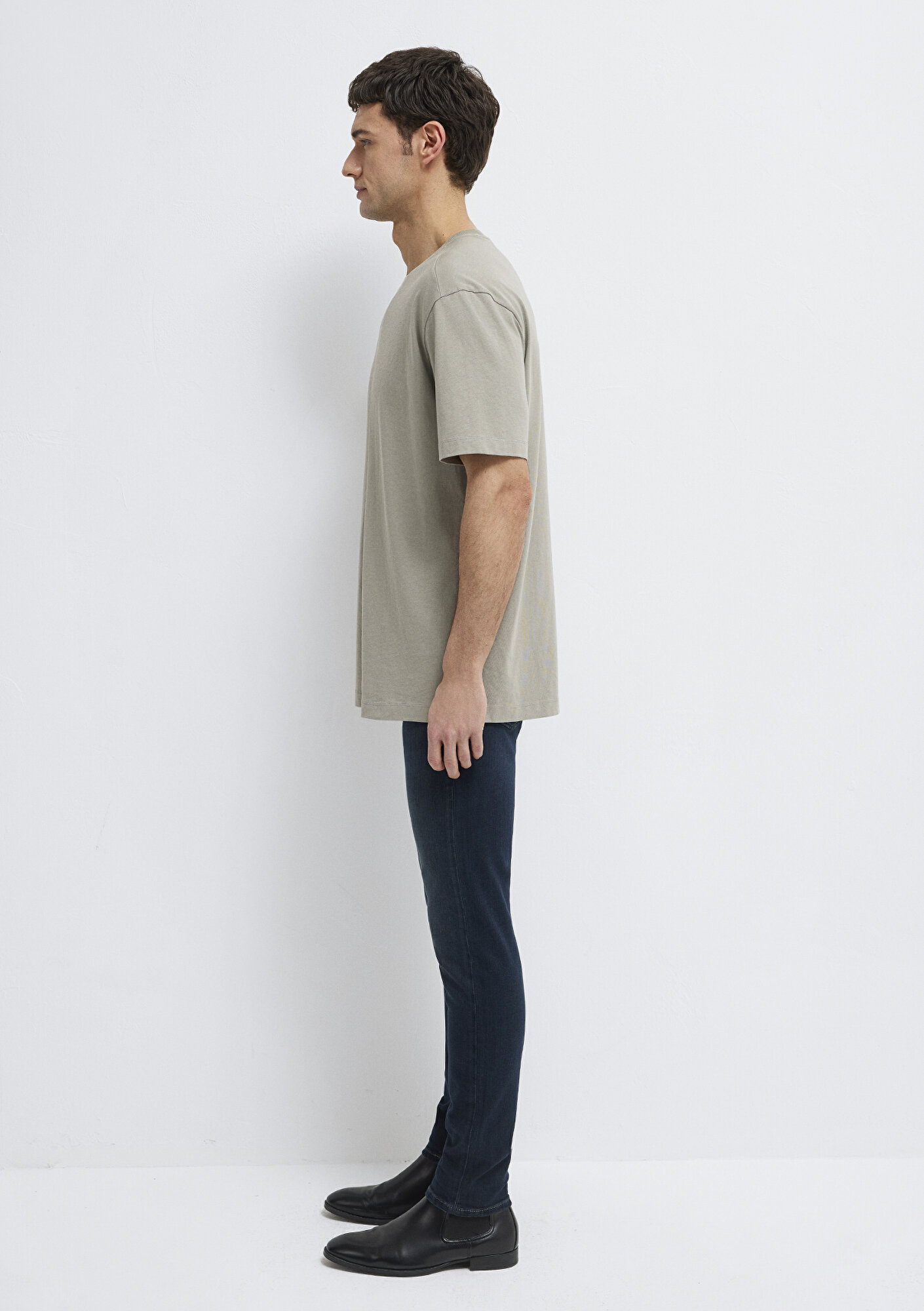 Mavi Kahverengi Basic Tişört Loose Fit / Bol Rahat Kesim 0613466-70352