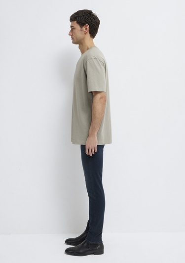  Mavi Kahverengi Basic Tişört Loose Fit / Bol Rahat Kesim 0613466-70352