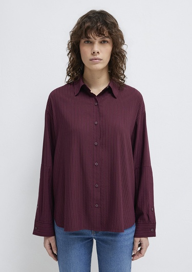  Mavi Çizgili Gömlek Oversize / Geniş Kesim 1210878-70434