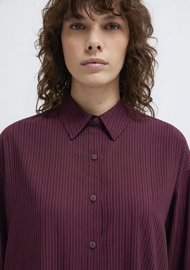  Mavi Çizgili Gömlek Oversize / Geniş Kesim 1210878-70434