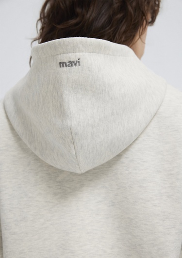  Mavi Mavi Logo Nakış Detaylı Kapüşonlu Bej Sweatshirt 1S10532-85576