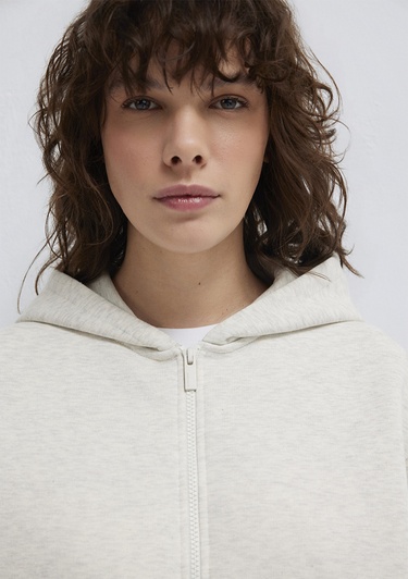  Mavi Mavi Logo Nakış Detaylı Kapüşonlu Bej Sweatshirt 1S10532-85576