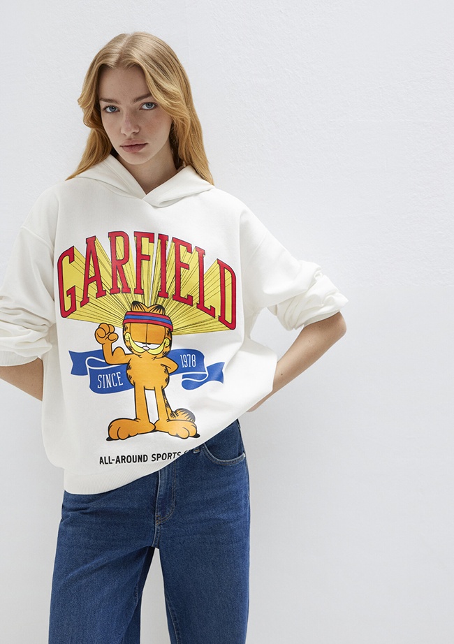  Mavi Garfield Baskılı Ekru Sweatshirt 1S10530-80194