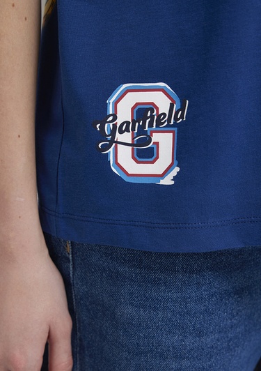  Mavi Garfield Baskılı Lacivert Tişört Loose Fit / Bol Rahat Kesim 1614052-82625