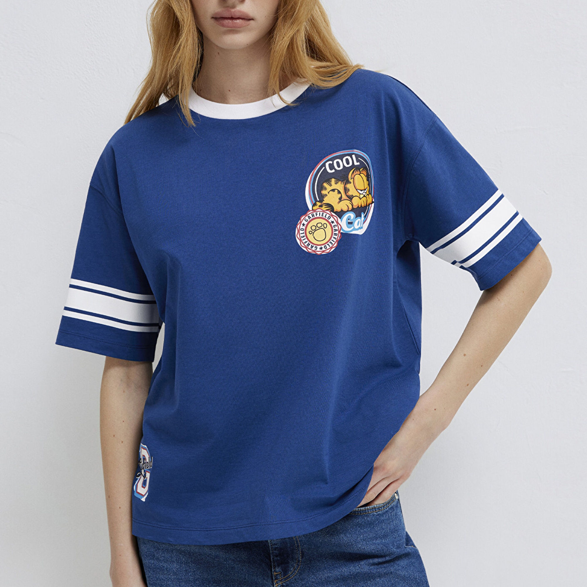 Mavi Garfield Baskılı Lacivert Tişört Loose Fit / Bol Rahat Kesim 1614052-82625