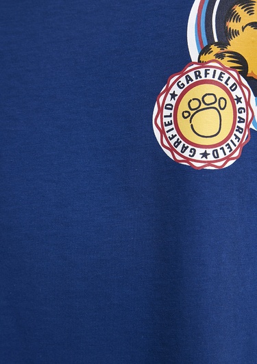  Mavi Garfield Baskılı Lacivert Tişört Loose Fit / Bol Rahat Kesim 1614052-82625