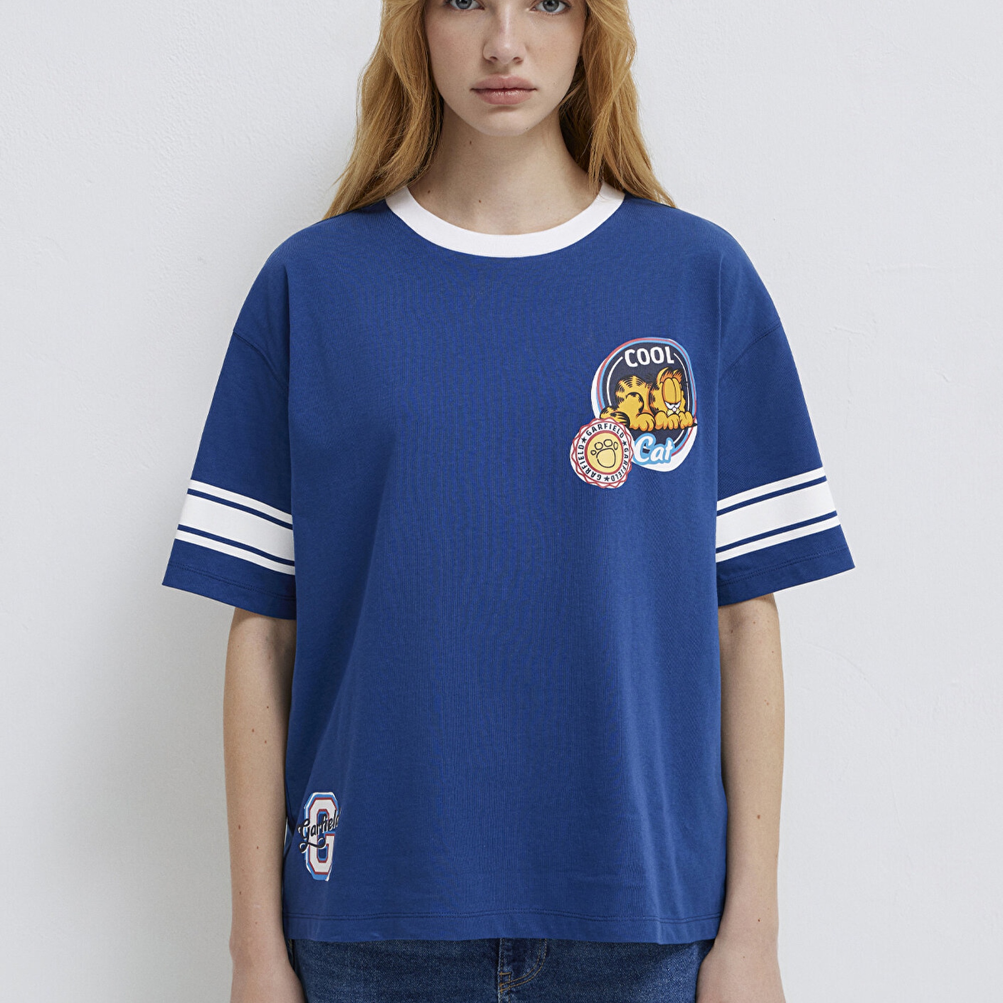 Mavi Garfield Baskılı Lacivert Tişört Loose Fit / Bol Rahat Kesim 1614052-82625