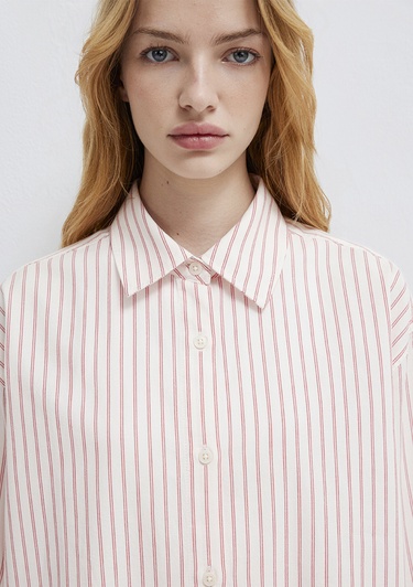  Mavi Çizgili Gömlek Oversize / Geniş Kesim 1211393-91489