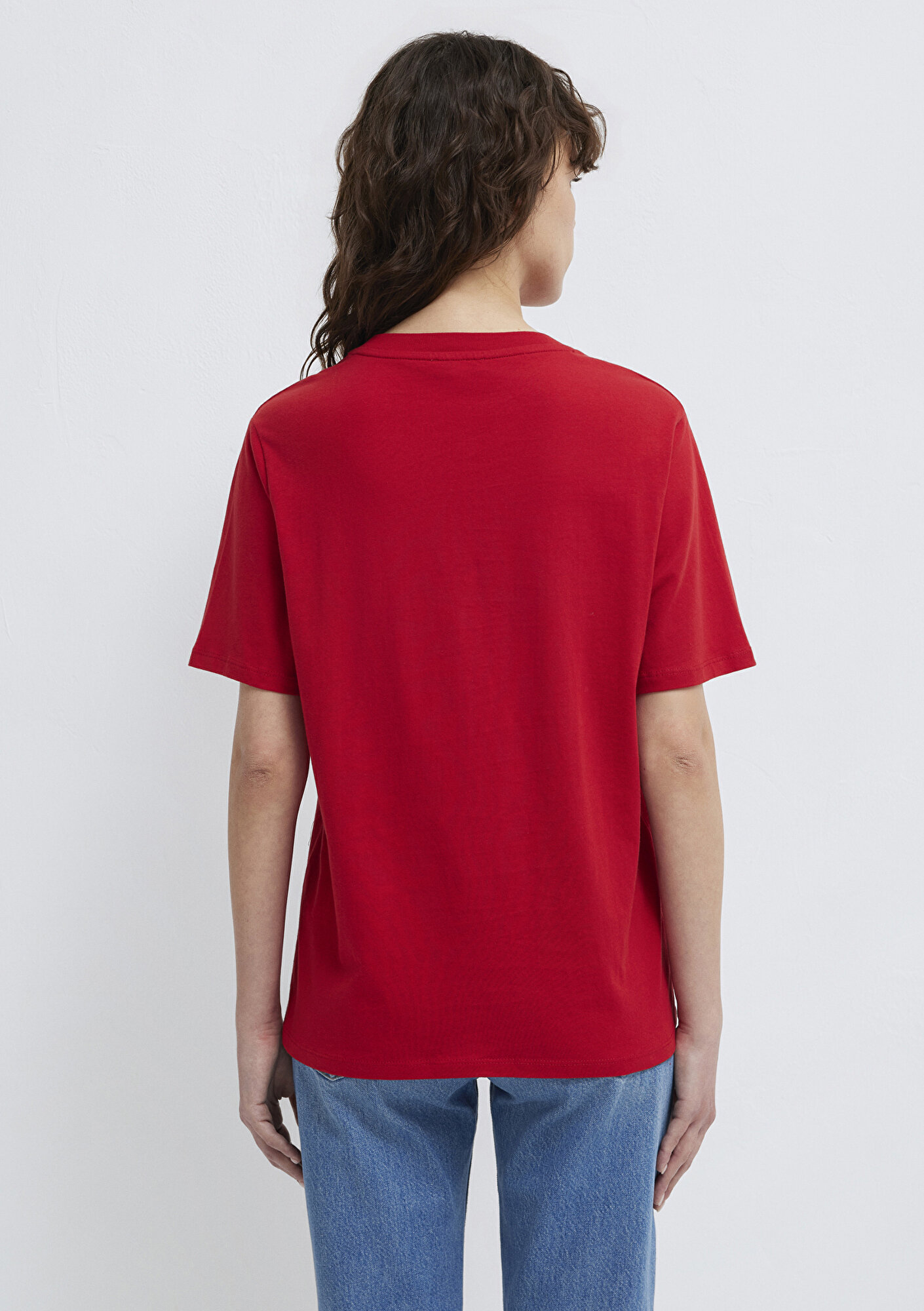 Mavi Bisiklet Yaka Kırmızı Basic Tişört Regular Fit / Normal Kesim 1600955-86417