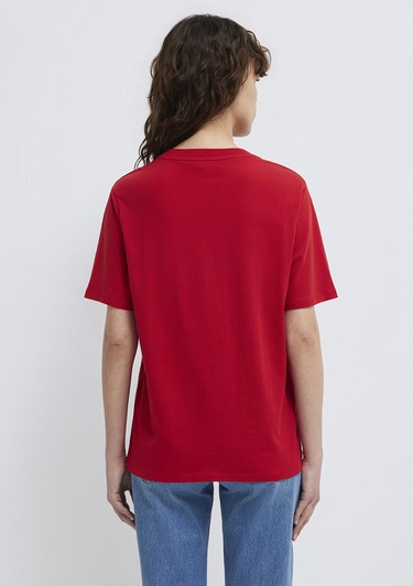  Mavi Bisiklet Yaka Kırmızı Basic Tişört Regular Fit / Normal Kesim 1600955-86417