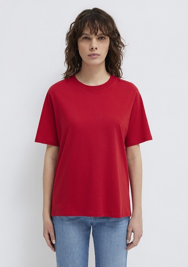  Mavi Bisiklet Yaka Kırmızı Basic Tişört Regular Fit / Normal Kesim 1600955-86417