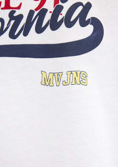  Mavi BaskılıEkru Tişört Regular Fit / Normal Kesim 1613861-70057